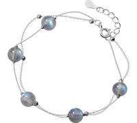 CHCWR New 2025 925 Sterling Silver Moonstone Bracelet Sweet Cute Double Layer Bracelet Temperament Hand Jewelry For Women Decoration Jewelry Commemorative With You Accessories Trendy Best For Gift