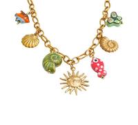 CHCWR New 2026 Arrive Unisex Ocean Style Ceramic Conch Fish Butterfly Sun Drop Handmade Necklace Women Stainless Steel Statement Trending Jewelry Findings Fashion Trendy Accessories Creative Gift Men