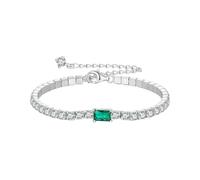 CHCWR New 2026 Unisex 925 Sterling Silver Green Cubic Zirconia Tennis Bracelet Classic Adjustable Link For Women Fine Decoration Jewelry Luxury With You Accessories Trendy For Women And Men