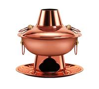 CHCWR Old Beijing Copper Hot Pot Charcoal Copper Household Old-Fashioned Mandarin Duck Pot Extra Thick Copper Pot Hot Pot Charcoal Shabu Lamb Pot(30cm)