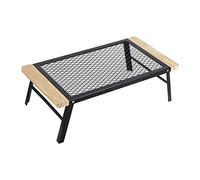CHCWR Portable Folding Iron Picnic Table with Mini Net Ideal for Camping and BBQ Featuring Anti Scald Wooden Handle