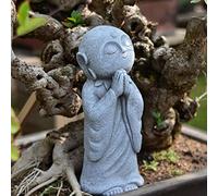 CHCWR Praying Monk JIZO Statue Buddha Ornament Outdoor Garden Zen Bodhisattva Sculpture Resin Grey