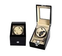 CHCWR Rectangle Automatic Watch Winder Wooden 2+3 Watch Storage Box Mute Motor 5 Roating Mode Antimagnetic Battery Powered (B)