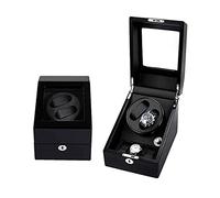 CHCWR Rectangle Automatic Watch Winder Wooden 2+3 Watch Storage Box Mute Motor 5 Roating Mode Antimagnetic Battery Powered (B)