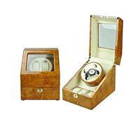 CHCWR Rectangle Automatic Watch Winder Wooden 2+3 Watch Storage Box Mute Motor 5 Roating Mode Antimagnetic Battery Powered (B)