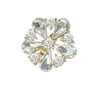 CHCWR Rhinestone Flower Statement Ring for Women Girls Gold Plated Delicate Crystal Wedding Promise Adjustable Open Wrap Finger Rings Comfort Fit Boho Birthday Anniversary Cocktail Party Jewelry Gift