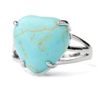 CHCWR Rings For rls, Inlaid Heart-Shaped Turquoise Stone Adjustable Op Knuckle Tail Ring Finger Joint Ring Jewelry For Wom Lady rls Wedding Valtine'S Day ft