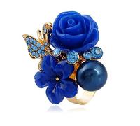 CHCWR Rose Flower Wedding Ring for Women Statement Engagement Round Rhinstone Crystal Aryclic Daisy Plumeria Adjustable Open Wrap Finger Rings Comfort Fit Cocktail Party Valentine Jewelry
