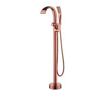 CHCWR Rose Gold Freestanding Bath Mixer Tap with 360° Rotating Spout Waterfall Bathroom Taps