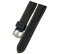 CHCWR Rubber Watchband 19Mm 21Mm 20Mm 22Mm 23.0Mm 24Mm Fit for Soft Waterproof Silicone Watch Strap/Black Yellow/21Mm