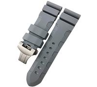 CHCWR Rubber Watchband 22Mm 24Mm 26Mm Silicone Watch Strap Fit for Submersible Luminor Pam Green Blue Waterproof/Gray Folding/24Mm