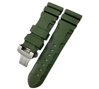 CHCWR Rubber Watchband 22Mm 24Mm 26Mm Silicone Watch Strap Fit for Submersible Luminor Pam Green Blue Waterproof/Green Folding/26Mm