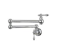 CHCWR Rushed Gold Folding Kitchen Faucet Wall-Mounted Single Cold tap Brass Swivel Folding spout Water Filler tap,Sink Faucet（Brushed Gold）