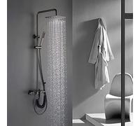 CHCWR Shower Faucet Set, Luxury Rainfall Shower Head with Handheld Spray, Bidet Sprayer, Wall Mounted Thermostatic Bathtub Faucet Set, Solid Brass Gold,Black Rose