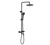 CHCWR Shower Head -PE Shower System, Bathroom ThermosShower System Wall Mounted Shower Faucet Set 10"" Rain Shower Head with 3 Function Hand Shower Head and Shower Faucet, Matte Black