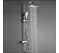 CHCWR Shower System Set with Shower Head Shower Hose Shower Faucet Set Wall Mounted Shower Combo Set Single Handle Rainfall Shower Set with 3 Modes Handheld Shower, Waterfall Tub Spout,B,Black