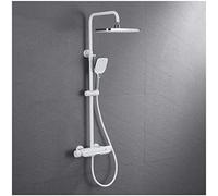 CHCWR Shower System Thermostatic Shower Faucet Set 10 inches Shower Combo Set Wall Mounted Rain Mixer Combo Set with Tub Spout, Rain Shower Head, Handheld Shower