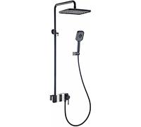 CHCWR Shower System Wall Mounted Shower Faucet Set with Tub Spout Rain Shower Combo Set Height Adjustable Tub and Shower Trim Kit with Rain Shower Head, 3 Modes Handheld Shower,Black