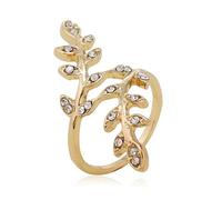 CHCWR Simple Trend Elegant Leaf Ring Retro Unique Shape Design Joint Ring for Women