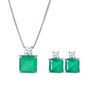 CHCWR Simulation Emerald Gemstone Pendant/Necklace/Stud Earrings Wedding Jewelry Sets