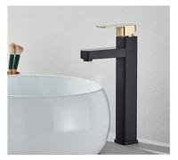 CHCWR Smart Bathroom Basin Touch Button Digital hot and Cold Water Temperature LED Black Gold Mixing Valve Faucet Crane(Black L)