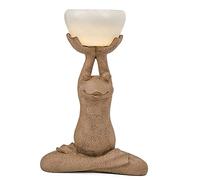 CHCWR Solar Frog Garden Statue-Meditating Zen Frog Stone Statue with Solar LED Decor,Zen Animal Yoga Frog Ornament, Holding Solar Jar Figurine,26.4" Inches Tall,Grey