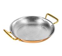 CHCWR Spanish Paella Pan Hand Hammered Seapaella Pan Non Stick Paella Cookware Pot with Dual Rivets Handles for Homes or Restaurants, 18Cm, Silver/Rosegold/32Cm