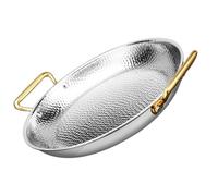 CHCWR Spanish Paella Pan Non Stick Uncoated Skillet with Dual Handle Griddle Pan Frying Pan Seapaella Pot for Camping Gathering/Silver/32Cm