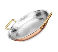 CHCWR Spanish Paella Pan Non Stick Uncoated Skillet with Dual Handle Griddle Pan Frying Pan Seapaella Pot for Camping Gathering/Rosegold/32Cm