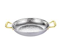 CHCWR Spanish Paella Pan, Seapaella Pot Hand Hammered Non Stick Paella Cookware, Skillet with Dual Handles for Home or Restaurants/Silver/32Cm