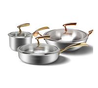 CHCWR Stainless steel cookware set wok frying pan milk pan frying pan pan non stick kitchen pot set kitchen tool