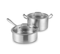 CHCWR Stainless Steel Set Pot Two Sets of Kitchenware Thickened Stainless Gift Soup Frying Pan