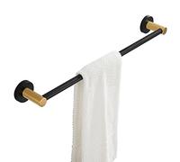 CHCWR Stainless Steel Towel Bar Rail，Round Towel Holder 60cm-100cm Wall Mounted Bathroom Single Rod ，black Gold (Size : 90cm) Present