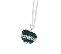 CHCWR Sterling Silver Necklace Pendant Heart Green Zirconia 18 Inches 1MM Lobster B29-default