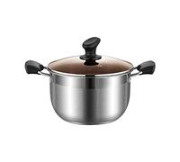 CHCWR Stock pots Stock Pot, 304 Stainless Steel Cooking Soup Pot with Glass Lid, Healthy Cookware Polished Stock pots, All Stove Compatible, 3.5L/ 4.5L/ 6L, Silver