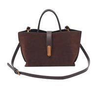 CHCWR Suede Tote Bag for Women Brown Suede Fashion Retro Shoulder Satchel Bag for Work Travel Shopping