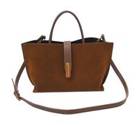 CHCWR Suede Tote Bag for Women Brown Suede Fashion Retro Shoulder Satchel Bag for Work Travel Shopping