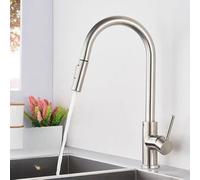CHCWR Touch Kitchen Faucet Brushed Gold Pull Out Spray Black Sensor Faucets 360 Rotation Crane Hot Cold Water Sensor Mixer Taps,Grey Sensor,Include:1*Faucet