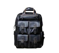 CHCWR Vintage Genuine Leather Mens Backpack Cowhide Backpack Large Capacity Computer Bag For Men (Color : Black, Size : 17 Inches)