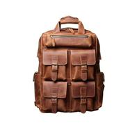 CHCWR Vintage Genuine Leather Mens Backpack Cowhide Backpack Large Capacity Computer Bag For Men (Color : Black, Size : 17 Inches)