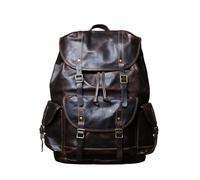 CHCWR Vintage Genuine Leather Mens Backpack Leather Backpack Cowhide Travel Bag Large Capacity Laptop Bag For Men (Color : Dark brown, Size : 17 Inches)