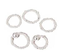 CHCWR Vintage White Elastic Rice Bead Ring 5-Piece Beaded Pearl Rice Bead Ring
