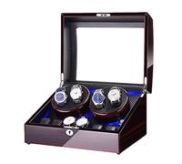 CHCWR Watch Winder Box for 4 Automatic Watch + 6 Storage Space with Blue LED Light Piano Paint Finish Dual Power Supply Watch Winder Display Watch Case Watch Storage