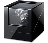 CHCWR Watch Winder Double Watch Winder Box for Automatic Watches with Blue LED Light, AC Adapter and Battery Powered Piano Paint Exterior It's so kind of you Watch Winder