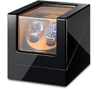CHCWR Watch Winder Double Watch Winder Box for Automatic Watches with Blue LED Light, AC Adapter and Battery Powered Piano Paint Exterior It's so kind of you Watch Winder