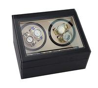 CHCWR Watch Winders Watch Winder Boxes 4+6 Piano Paint Double Black Pu Automatic Winding Electric Watch Box Motor Box Electric Shaker Watch Winder Gift Watch Winder Display Watch Box