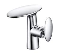 CHCWR White Brass Basin Faucets Bathroom Waterfall Handle Single Faucet Cold and Hot Water Vessel Sink Mixer Tap Crane (Color : Argento, Size Beauty Comes