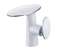 CHCWR White Brass Basin Faucets Bathroom Waterfall Handle Single Faucet Cold and Hot Water Vessel Sink Mixer Tap Crane (Color : Argento, Size Beauty Comes