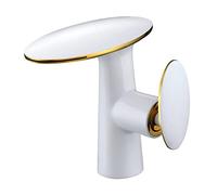 CHCWR White Brass Basin Faucets Bathroom Waterfall Handle Single Faucet Cold and Hot Water Vessel Sink Mixer Tap Crane (Color : Argento, Size Beauty Comes