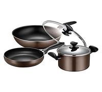 CHCWR Wok Cookery Three-Piece Non-Stick Pan Frying Pan Frying Pan Soup Pot Household Cookware Set Suitable for Induction Cooker Gas Stove vision
